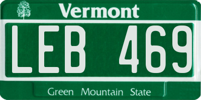 VT license plate LEB469