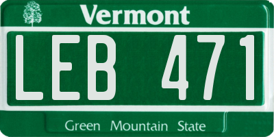 VT license plate LEB471
