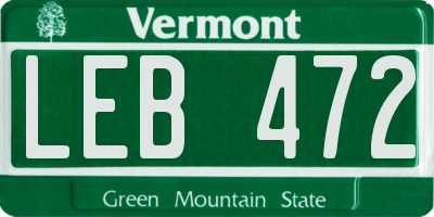 VT license plate LEB472