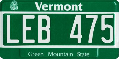 VT license plate LEB475