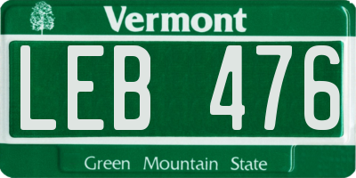 VT license plate LEB476