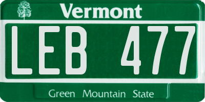 VT license plate LEB477