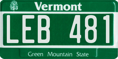 VT license plate LEB481