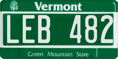 VT license plate LEB482