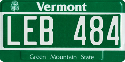 VT license plate LEB484