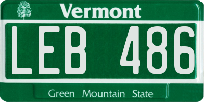 VT license plate LEB486