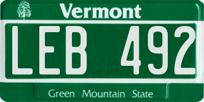 VT license plate LEB492