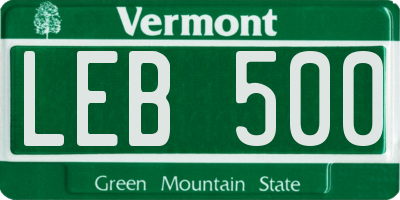 VT license plate LEB500