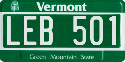 VT license plate LEB501