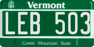 VT license plate LEB503
