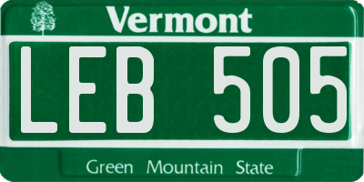 VT license plate LEB505