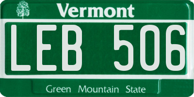 VT license plate LEB506