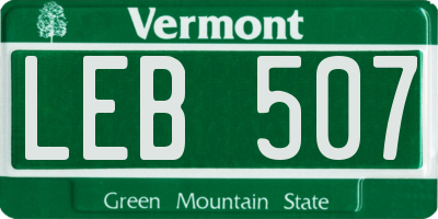 VT license plate LEB507