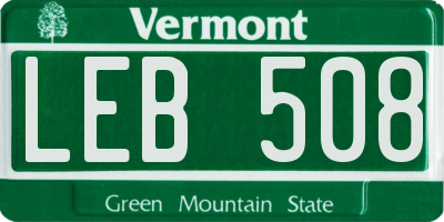 VT license plate LEB508