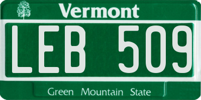 VT license plate LEB509