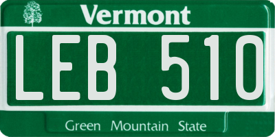 VT license plate LEB510