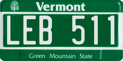VT license plate LEB511