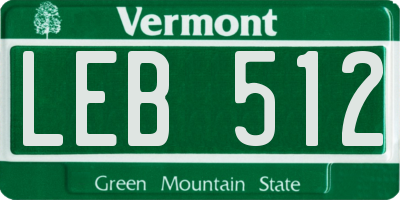 VT license plate LEB512