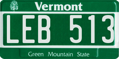 VT license plate LEB513