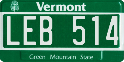 VT license plate LEB514
