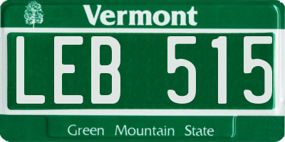 VT license plate LEB515