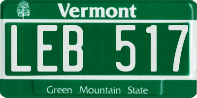 VT license plate LEB517