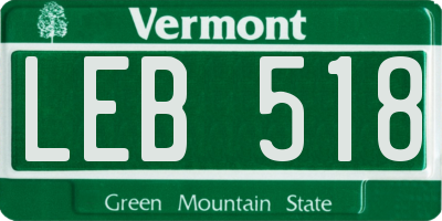 VT license plate LEB518