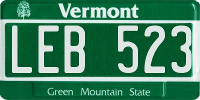 VT license plate LEB523