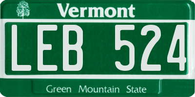 VT license plate LEB524