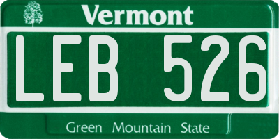 VT license plate LEB526