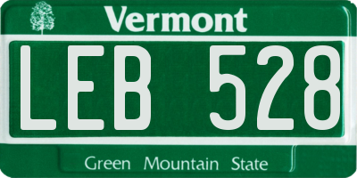 VT license plate LEB528