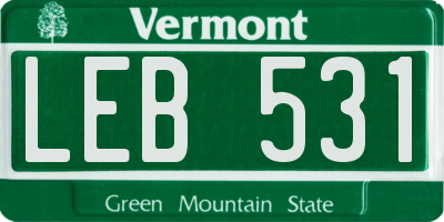 VT license plate LEB531