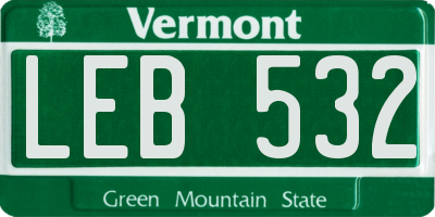 VT license plate LEB532