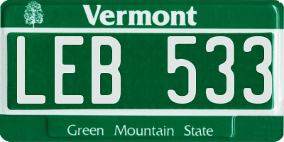 VT license plate LEB533