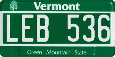 VT license plate LEB536