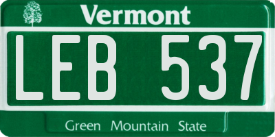 VT license plate LEB537