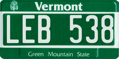 VT license plate LEB538