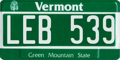 VT license plate LEB539