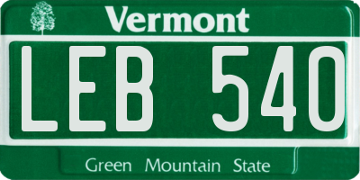 VT license plate LEB540