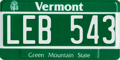 VT license plate LEB543