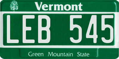 VT license plate LEB545