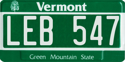 VT license plate LEB547
