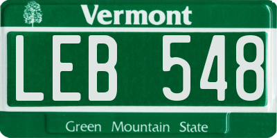 VT license plate LEB548