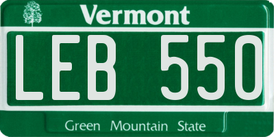 VT license plate LEB550