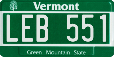 VT license plate LEB551