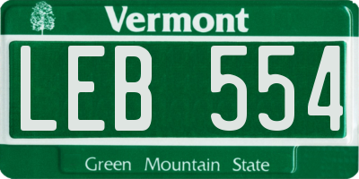 VT license plate LEB554
