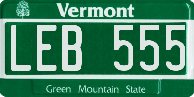 VT license plate LEB555