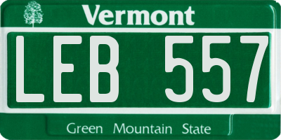 VT license plate LEB557