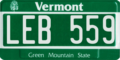 VT license plate LEB559