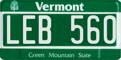 VT license plate LEB560